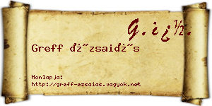Greff Ézsaiás névjegykártya